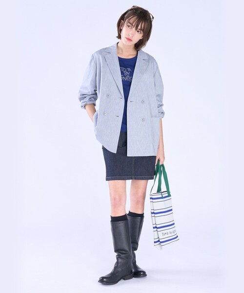 To b. by agnes b.(トゥービーバイアニエスベー)の「ロゴ 刺繍 コットン 半袖 Tシャツ(Tシャツ/カットソー・レディース・ネイビー・40/38)」の7枚目の写真