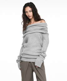 NACHE（ナチェ）の「2-WAY SHAWL KNIT MELANGE GRAY（ニット/セーター）」