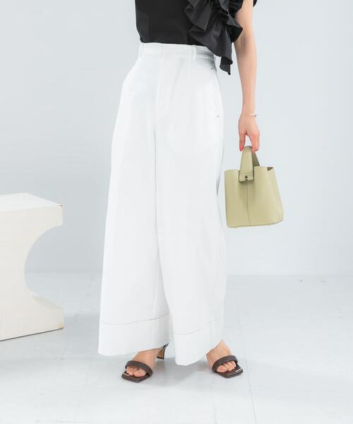 URBAN RESEARCH ROSSO WOMEN(アーバンリサーチ ロッソ)の「コットンツイルワイドパンツ(その他パンツ・レディース・ブラウン/ホワイト・36/38)」の8枚目の写真