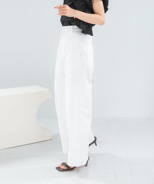 URBAN RESEARCH ROSSO WOMEN(アーバンリサーチ ロッソ)の「コットンツイルワイドパンツ(その他パンツ・レディース・ブラウン/ホワイト・36/38)」の7枚目の写真