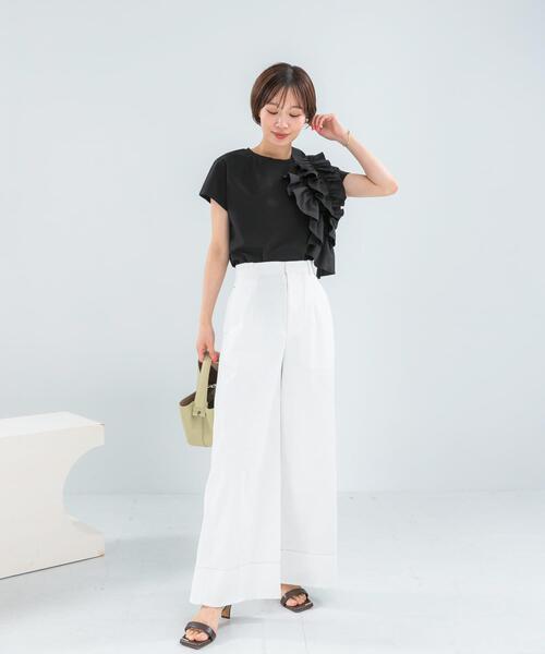 URBAN RESEARCH ROSSO WOMEN(アーバンリサーチ ロッソ)の「コットンツイルワイドパンツ(その他パンツ・レディース・ブラウン/ホワイト・36/38)」の5枚目の写真