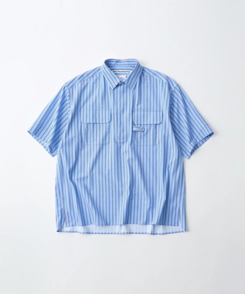 WHITE MOUNTAINEERING（ホワイトマウンテニアリング）の「【White Mountaineering/ホワイトマウンテニアリング】STRIPE SHORT SLEEVE PULLOVER SHIRT（シャツ/ブラウス・メンズ・ブラック/サックスブルー・0/1/2）」の2枚目の写真