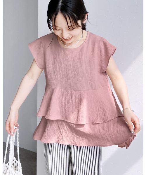 reca(レカ)の「ペプラムブラウス(シャツ/ブラウス・レディース・ネイビー/アイボリー/ブラック/ピンク系その他・M)」の4枚目の写真