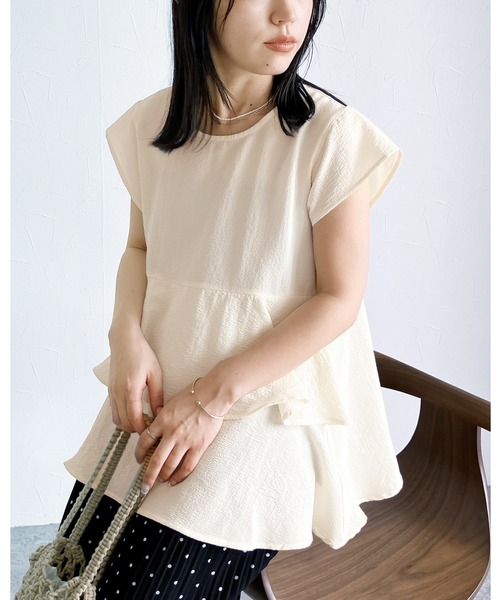 reca(レカ)の「ペプラムブラウス(シャツ/ブラウス・レディース・ネイビー/アイボリー/ブラック/ピンク系その他・M)」の1枚目の写真