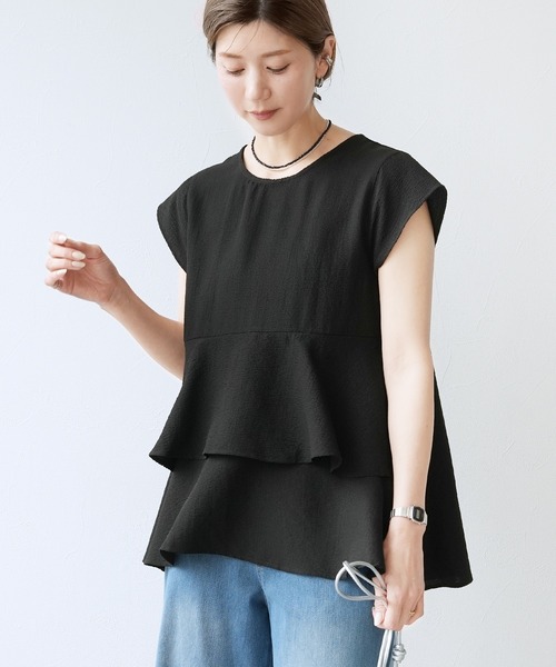 reca(レカ)の「ペプラムブラウス(シャツ/ブラウス・レディース・ネイビー/アイボリー/ブラック/ピンク系その他・M)」の10枚目の写真