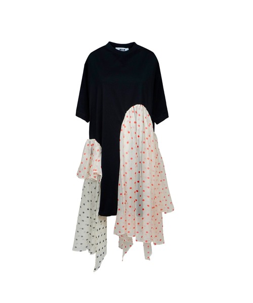 MSGM(エムエスジーエム)の「ポルカドット シフォン ジャージーワンピース(ワンピース・レディース・ブラック/ホワイト・XS/S)」の2枚目の写真