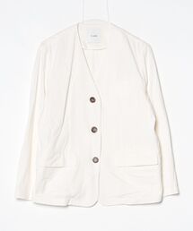 定価4万CLANE タグ付き新品未使用ノーカラージャケット ネイビー/ホワイト ブランド古着】CLANE｜クラネのノーカラージャケット古着通販 - ZOZOUSED