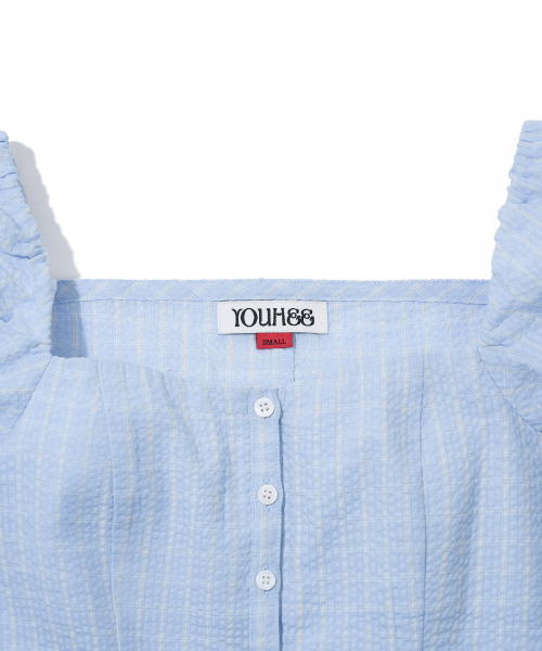 YOUHEE（ユヒ）の「PUFF SLEEVE BLOUSE_LIGHT BLUE（シャツ/ブラウス・レディース・その他・SMALL/MEDIUM）」の2枚目の写真