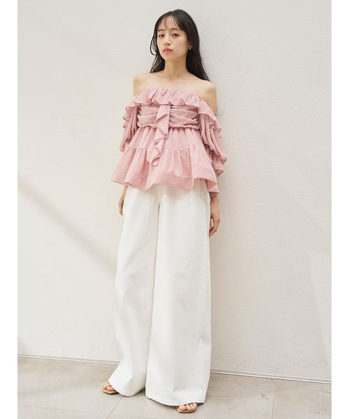 SNIDEL（スナイデル）の「【Kuroki denim】ハイライズワイドデニム（デニムパンツ・レディース・ダークブルー/ホワイト/ライトブルー・0/1）」の12枚目の写真