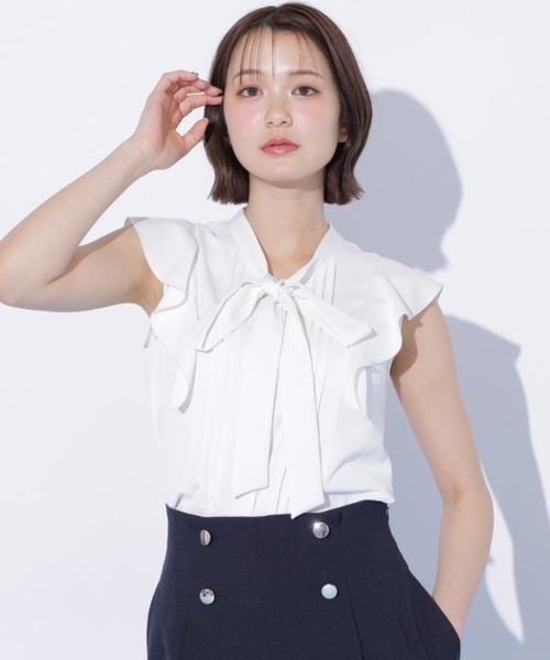 JILL by JILL STUART(ジルバイジルスチュアート)の「ピンタックボウタイブラウス(シャツ/ブラウス・レディース・ブルー/ブラック系その他/ホワイト・FREE)」の5枚目の写真