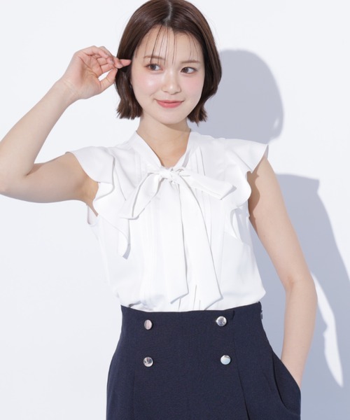 JILL by JILL STUART(ジルバイジルスチュアート)の「ピンタックボウタイブラウス(シャツ/ブラウス・レディース・ブルー/ブラック系その他/ホワイト・FREE)」の4枚目の写真