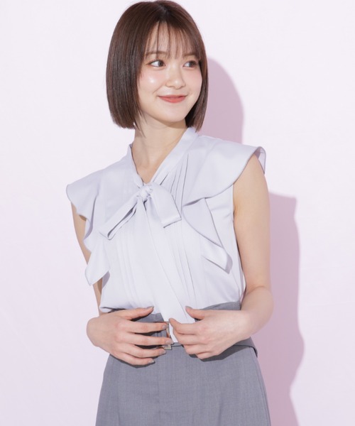 JILL by JILL STUART(ジルバイジルスチュアート)の「ピンタックボウタイブラウス(シャツ/ブラウス・レディース・ブルー/ブラック系その他/ホワイト・FREE)」の14枚目の写真