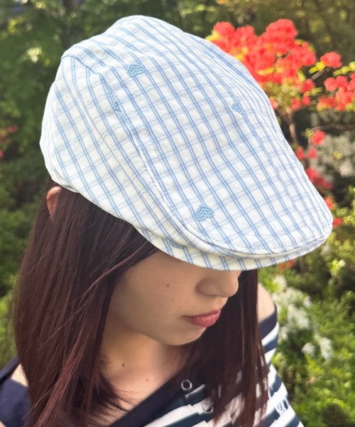 HALEY PESCA（ヘーリーペスカ）の「HALEY PESCA/ハートデザインギンガムチェックハンチング帽（ハンチング/ベレー帽・レディース・ピンク/ブルー/ブラック・FREE）」の3枚目の写真