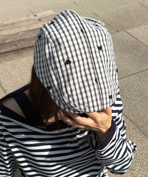 HALEY PESCA（ヘーリーペスカ）の「HALEY PESCA/ハートデザインギンガムチェックハンチング帽（ハンチング/ベレー帽・レディース・ピンク/ブルー/ブラック・FREE）」の5枚目の写真