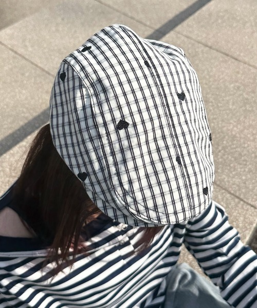 HALEY PESCA（ヘーリーペスカ）の「HALEY PESCA/ハートデザインギンガムチェックハンチング帽（ハンチング/ベレー帽・レディース・ピンク/ブルー/ブラック・FREE）」の8枚目の写真