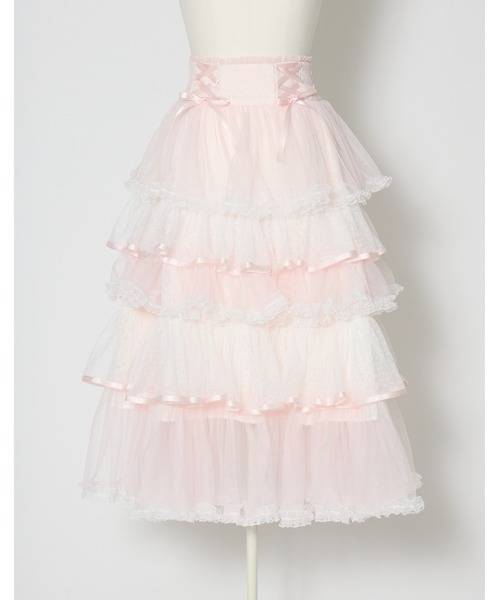 mellfy memory(メルフィーメモリー)の「My sweet eden tiered long skirt(スカート・レディース・ホワイト/ピンク・S/M)」の5枚目の写真
