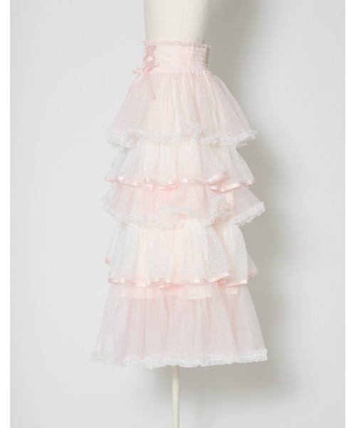 mellfy memory(メルフィーメモリー)の「My sweet eden tiered long skirt(スカート・レディース・ホワイト/ピンク・S/M)」の6枚目の写真