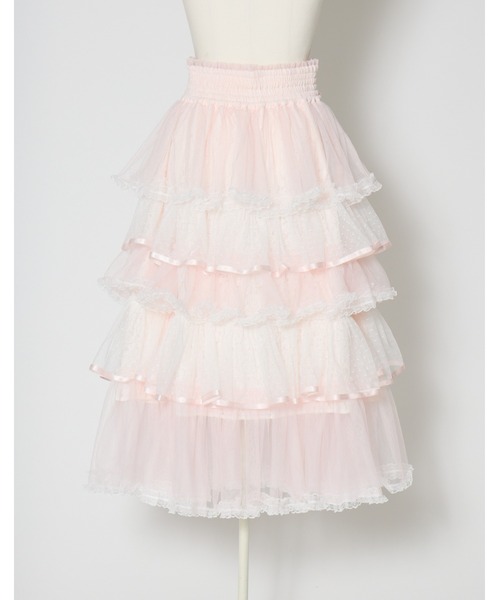 mellfy memory(メルフィーメモリー)の「My sweet eden tiered long skirt(スカート・レディース・ホワイト/ピンク・S/M)」の7枚目の写真