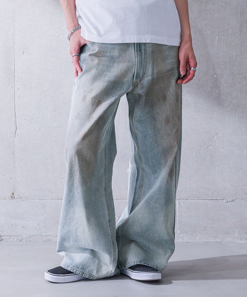 MDR(エムディアール)の「ヴィンテージオーバーダイ バギーワイドデニムパンツ(デニムパンツ・メンズ・ブルー・L/M)」の4枚目の写真
