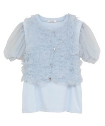 CLANE（クラネ）の「【CLANE/クラネ】TULLE VEST LAYERED TOPS/チュールベストレイヤードトップス（Tシャツ/カットソー）」