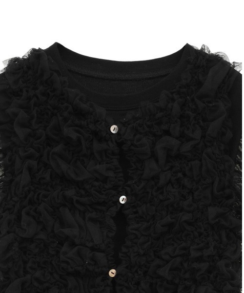 CLANE（クラネ）の「【CLANE/クラネ】TULLE VEST LAYERED TOPS/チュールベストレイヤードトップス（Tシャツ/カットソー・レディース・ブルー/ブラック/ホワイト・1）」の13枚目の写真