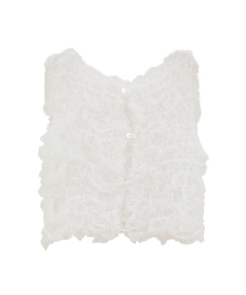 CLANE（クラネ）の「【CLANE/クラネ】TULLE VEST LAYERED TOPS/チュールベストレイヤードトップス（Tシャツ/カットソー・レディース・ブルー/ブラック/ホワイト・1）」の9枚目の写真