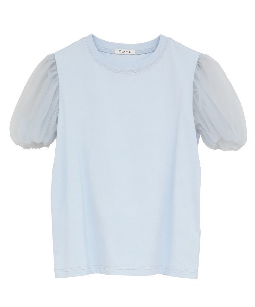 CLANE（クラネ）の「【CLANE/クラネ】TULLE VEST LAYERED TOPS/チュールベストレイヤードトップス（Tシャツ/カットソー・レディース・ブルー/ブラック/ホワイト・1）」の10枚目の写真