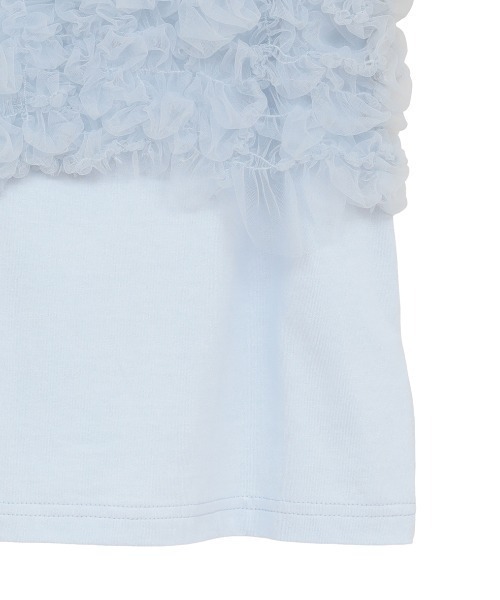 CLANE（クラネ）の「【CLANE/クラネ】TULLE VEST LAYERED TOPS/チュールベストレイヤードトップス（Tシャツ/カットソー・レディース・ブルー/ブラック/ホワイト・1）」の5枚目の写真