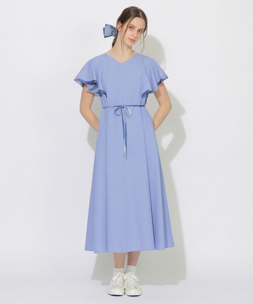 CB CRESTBRIDGE(シービークレストブリッジ)の「バックチェック切替ラッフルワンピース(ワンピース・レディース・ブラック/ピンク系その他2/ブルー系その他2・M/S)」の2枚目の写真