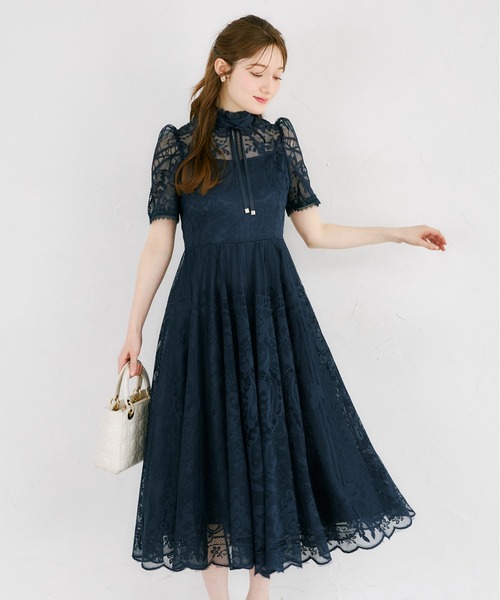 リボン付きパネルレースワンピース（ワンピース）｜tocco closet