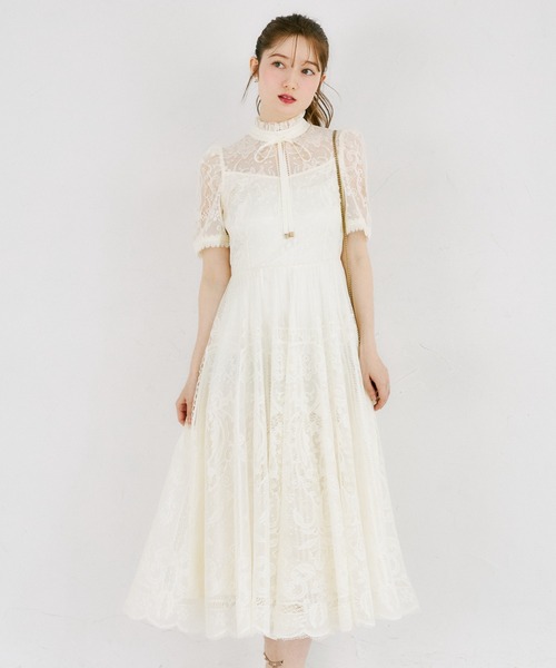 リボン付きパネルレースワンピース（ワンピース）｜tocco closet
