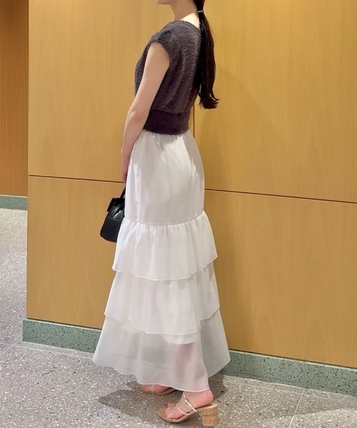 SNIDEL(スナイデル)の「ニットドッキングティアードワンピース(ワンピース・レディース・チャコールグレー/アイボリー/ピンク・0/1)」の21枚目の写真