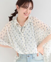 【洗濯機可/体型カバー】羽織るだけで雰囲気変わる 柄アソート ポンチョ風シアーシャツ