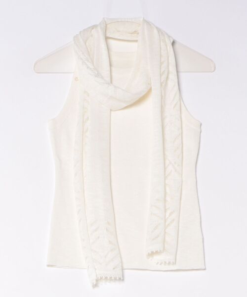 LAULEN(ローレン)の「multi way layered openwork shawl knit /レイヤードオープンワークショールニット(ニット/セーター・レディース・グレー/ベージュ/アイボリー・FREE)」の2枚目の写真