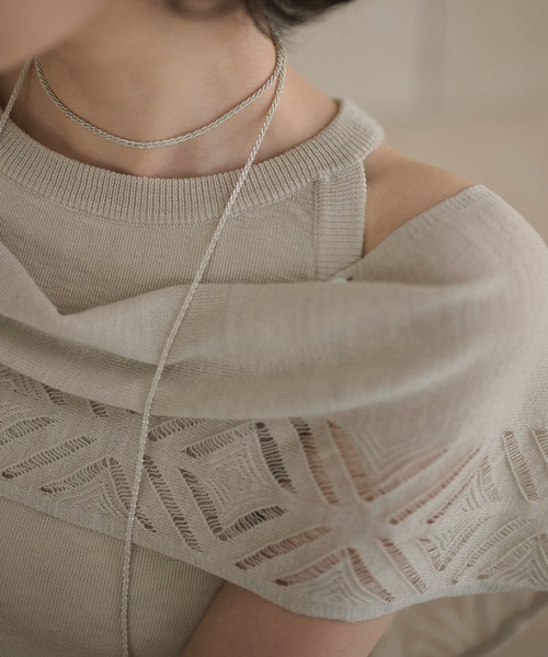 LAULEN(ローレン)の「multi way layered openwork shawl knit /レイヤードオープンワークショールニット(ニット/セーター・レディース・グレー/ベージュ/アイボリー・FREE)」の20枚目の写真