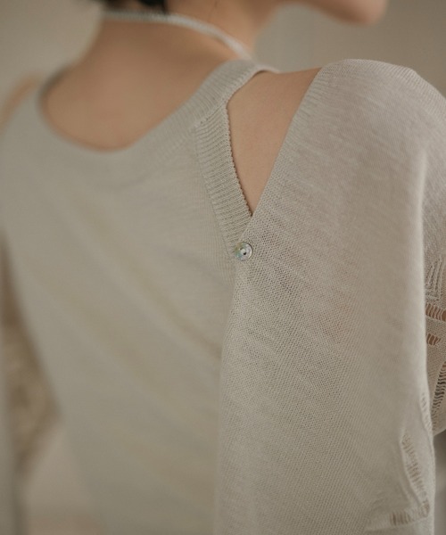 LAULEN(ローレン)の「multi way layered openwork shawl knit /レイヤードオープンワークショールニット(ニット/セーター・レディース・グレー/ベージュ/アイボリー・FREE)」の21枚目の写真