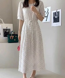 リボンドット柄ワンピース