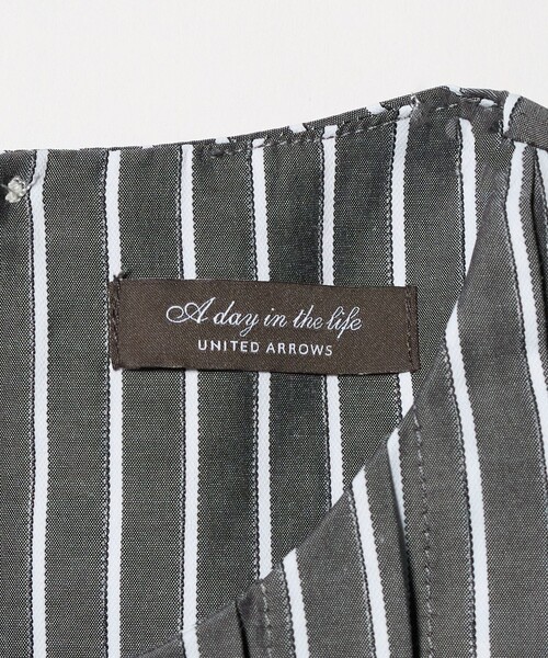 A DAY IN THE LIFE UNITED ARROWS(アデイインザライフユナイテッドアローズ)の「ストライプ フロントプリーツ ノースリーブワンピース <A DAY IN THE LIFE>(ワンピース・レディース・ダークグレー・FREE)」の5枚目の写真