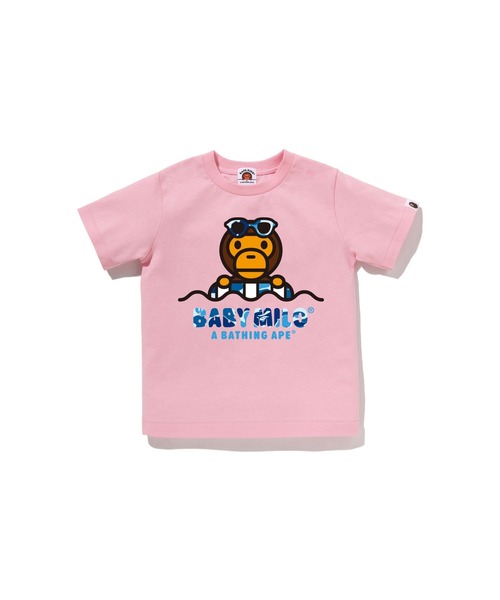 A BATHING APE(アベイシングエイプ)の「ABC CAMO MILO FLOAT SUMMER TEE(Tシャツ/カットソー・キッズ・イエロー/ホワイト/ブラック/ピンク・120/100/90/130/110/140)」の1枚目の写真