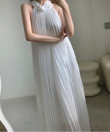 YUGA_YGMC Korean-style Halter neck pleated dress