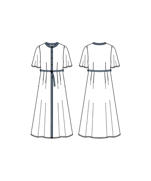 WHITE JOOLA（ホワイトジョーラ）の「【 ラクしてキレイ見え 】 ライトスムースダンボール・配色パイピングワンピース（ワンピース・レディース・ネイビー/ベージュ・L/M/S）」の9枚目の写真