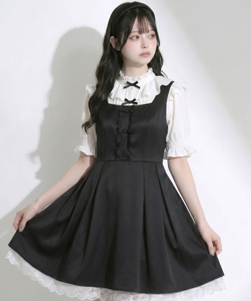 Lilymel(リリメル)の「バックリボンフレアジャンスカワンピース【大きいサイズあり】(ワンピース・レディース・チェック/グレー/ブラック・M-L/L~LL/LL~3L)」の20枚目の写真