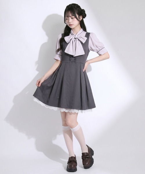 Lilymel(リリメル)の「バックリボンフレアジャンスカワンピース【大きいサイズあり】(ワンピース・レディース・チェック/グレー/ブラック・M-L/L~LL/LL~3L)」の21枚目の写真