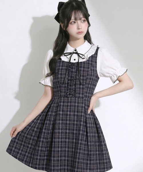 Lilymel(リリメル)の「バックリボンフレアジャンスカワンピース【大きいサイズあり】(ワンピース・レディース・チェック/グレー/ブラック・M-L/L~LL/LL~3L)」の13枚目の写真