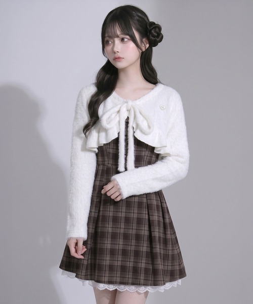 Lilymel(リリメル)の「バックリボンフレアジャンスカワンピース【大きいサイズあり】(ワンピース・レディース・チェック/グレー/ブラック・M-L/L~LL/LL~3L)」の5枚目の写真