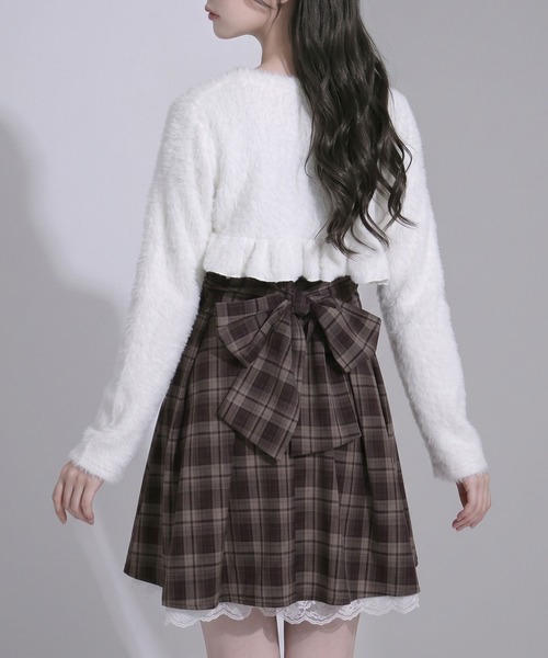 Lilymel(リリメル)の「バックリボンフレアジャンスカワンピース【大きいサイズあり】(ワンピース・レディース・チェック/グレー/ブラック・M-L/L~LL/LL~3L)」の6枚目の写真