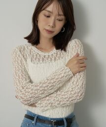 【羽織りのインナーに】レースプルオーバー