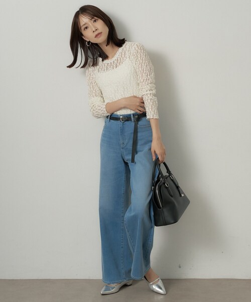 UNTITLED(アンタイトル)の「【羽織りのインナーに】レースプルオーバー(Tシャツ/カットソー・レディース・ライトブルー/オフホワイト/ブラック・00/02/04/44/48)」の7枚目の写真