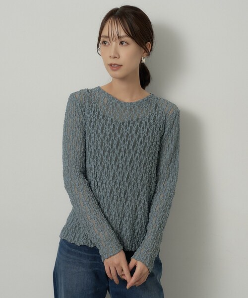 UNTITLED(アンタイトル)の「【羽織りのインナーに】レースプルオーバー(Tシャツ/カットソー・レディース・ライトブルー/オフホワイト/ブラック・00/02/04/44/48)」の13枚目の写真