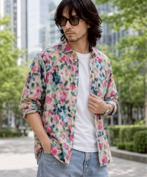 KAMINARI_TOKIO(カミナリトキオ)の「大柄フラワープリントレギュラーカラーシャツ(シャツ/ブラウス・レディース・ベージュ/レッド/ピンク/ブルー・FREE)」の10枚目の写真